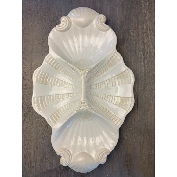 LENOX Butler's Pantry 4-Part Relish Dish White Shell Serving Platter 17.5" VGUC - Picture 10 of 10